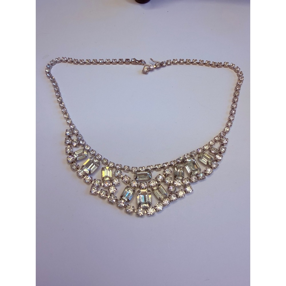Vintage Rhinestone Statement Necklace – Clear Crystal